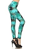 Leggings Depot reg/Plus Women's Best Selling Buttery Soft Popular Prints BAT2 (One (Size 0-12), Teal Puzzles)