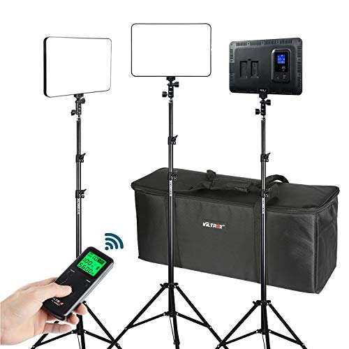 (3 PACKS) VILTROX VL-400T Dimmable LED Video Studio Lighting Kit includes: 3300K-5600K 40W Bi-Color LED Light Panel with Light Stand/Remote Controller and AC adapter