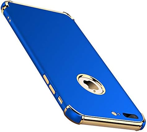 iPhone 7 Plus/iPhone 8 Plus Case 3 in 1 Anti-Scratch Anti-Fingerprint Shockproof Electroplate Frame Strong Magnetic Adsorption with Non Slip Coated Chengming Case(5.5 inch)(Blue)