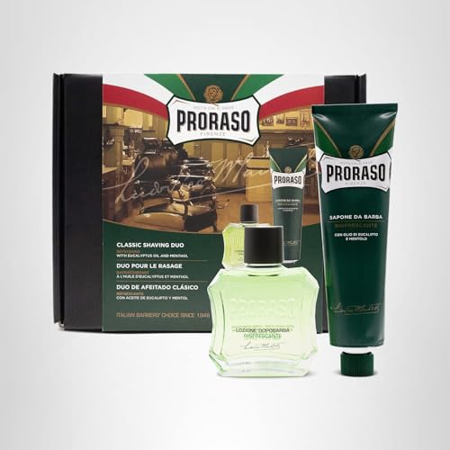 Proraso Classic Shaving Kit for Men, Gift Box with Shaving Cream & After Shave Lotion in Original Refresh Formula for All Skin Types