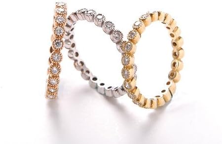 Evan Jewels, EV5-5032 Cubic Zirconia Tri-Tone Sterling Silver Stack Ring Set (6)