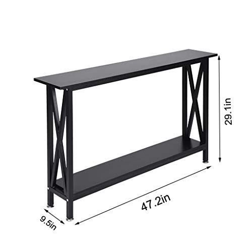 image for Toonshare Console Table, Vintage Sofa Table with Shelf, Sofa Side Tabl