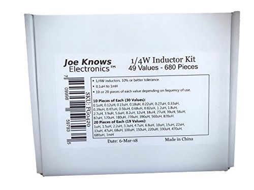 Joe Knows Electronics 1/4W Inductor Kit (49 Values, 680 Pieces)