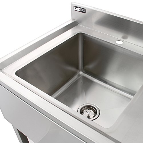 Kukoo Gastro Profi Edelstahl Edelstahlspüle Spültisch Spülbecken Waschbecken Gastrotische Spüle Spülbecken Gastro Becken Links Abtropffläche rechts 120cm x 60cm x 90cm mit Gratis Abflusssieb – Bild 7