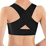 Chest Brace Up Prevent Humpback Correct Posture Corset Bra X Strap Vest (XL(85-95CM), Black)