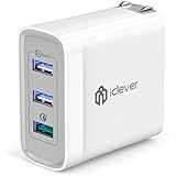 iClever Quick Charge 3.0 Wall Charger 38W 3-Port USB Power Adapter for Samsung Galaxy S8 / S7 / S6 / Edge, iPhone 7 / 6s / Plus, iPad Air 2 / Mini 3 and more