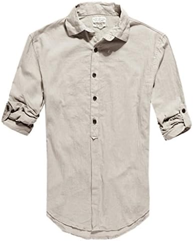 Zeemos Men's Cotton Linen Blend Shirts Ultra Light Colorful Shirts Colour Grey Size L