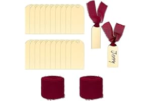 Quhoxdye 20 Pcs Acrylic Place Cards, 3.9x1.6 inches DIY Blank Hanging Tags, Tags for Table Setting with Ribbon, Wedding Recep