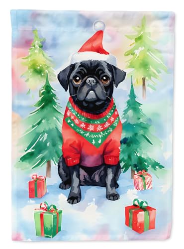 Caroline's Treasures DAC3592CHF Pug Christmas House Flag Large Porch Sleeve Pol…