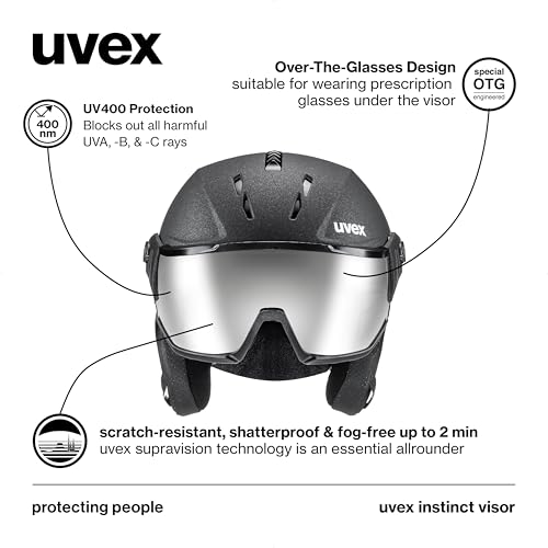 UVEX INSTINCT VISOR – ADJUSTABLE SKI & SNOWBOARD HELMET WITH INTEGRATED VISOR FOR WOMEN & MEN – BLACK MATTE – EXTRA LARGE