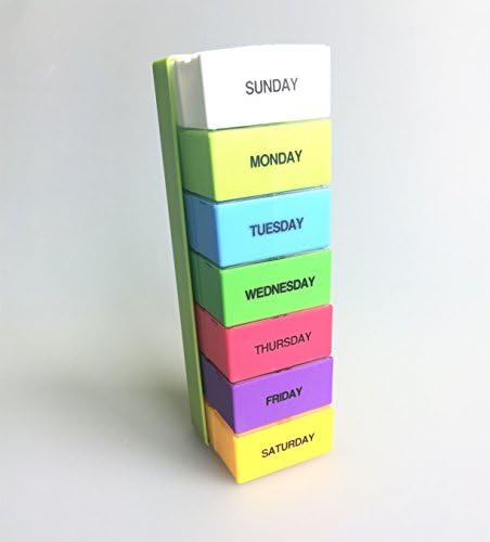 Annwer XXL Weekly 7 Day 4 Compartment Travel Pill Box Organizer Reminder Container with Green Plastic Tray , Vitamin Pills Box , Detachable Compartments Pill Organizer