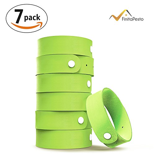 Mosquito Repellent Bracelet by Finita Pesto - Non-Toxic - SAFE for Children and Pets - All natural and long lasting - PACK of 7 Green Bracelets