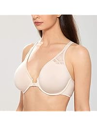 Delimira - Sujetador sin costuras con cierre frontal y espalda cruzada para mujer