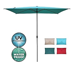 Amazon Com Abba Patio Rectangular Patio Umbrella Outdoor Market Table Umbrella With Push Button Tilt And Crank For Garden Lawn Deck Backyard Pool 6 6 By 9 8 Ft Beige Garden Outdoor