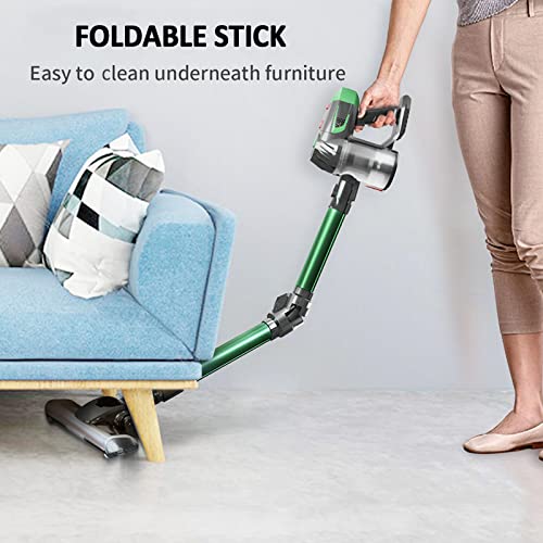 V12 Cordless Stick Vacuum Cleaner, with LED Light,Foldable and Lightweight Vacuum Cleaner for