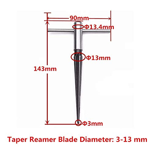 AOWISH T Handle Taper Reamer Set 3-13mm(1/8''-1/2'') & 5-16mm(½"-5/8") Bridge Pin Hole Hand Held Tapered Reamers 6 Fluted Chamfer Reaming Guitar Woodworker Luthier Tool (2 Pieces)