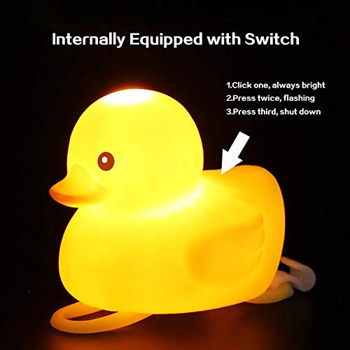 Auoker Bike Bell, Air Bike Bicycle Horn with LED Lights, Cute Cartoon Yellow Little Duck Shape, Propeller Handlebar Bike Squeeze Horns for Toddler Children & Adults - Thumbnail 2