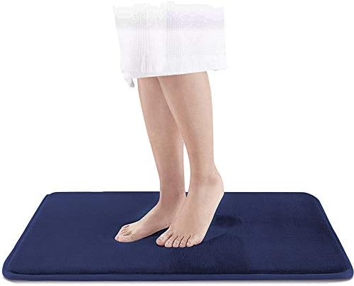 Falltown Memory Foam Bath Rugs Soft Non Slip Absorbent Toilet Mat Doormat Bathroom Carpet (Dark Blue, 17" x 24")