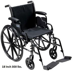 Lightweight Wheelchair Cruiser III Dual Axle Padded Flip Back Removable Desk Arm Mag Black with Footrests by Drive Medical