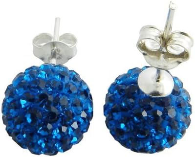 925 14MM Silver Capri Blue Crystal Syud Earring Jewelry