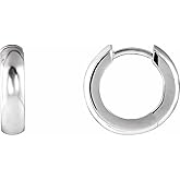 Solid 14k White Gold 14.25mm Hinged Hoop Huggie Earrings (14mm x 3.5mm)