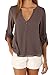 SEENSUN Women's Casual Chiffon Button Tops Deep V-Neck Blouses Shirts
