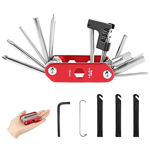 WOTOW 14 in 1 Multi-Function Bike Bicycle Repair Tool Kit Allen Wrench with Tire Pry Bars Rods