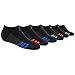 adidas Kids-Boy's/Girl's Cushioned No Show Socks (6-Pair), Black/Graphite/Shock Blue/Green/Solar Orange, Large
