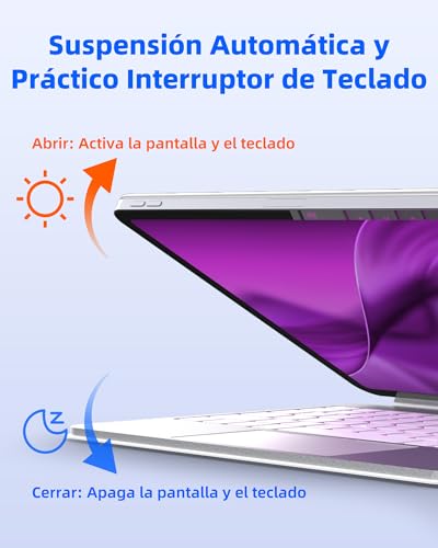 Bettdow Keyboard for iPad Air 13" M4 2026/M3 2025/M2 2024, iPad Pro 12.9"(6th/5th/4th/3rd Gen), Spanish Ñ Lightweight Aluminum Alloy Magnetic Floating Design Keyboard with Trackpad, White