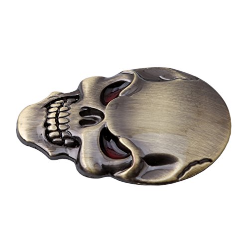 HS 3D Chrome Bone Zinc Alloy Skull Emblem Sticker Decal Sticker Fairing Fender Motorcycle Sport Bike 1pc (Bronze) - Thumbnail 3