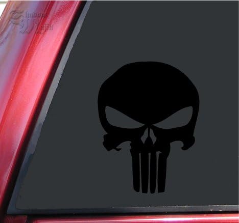 ShadowMajik Punisher 2K Skull Vinyl Decal Sticker (4" X 3.1", Black)