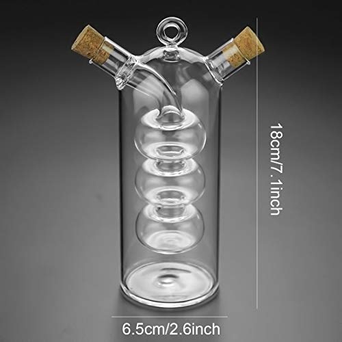 FineInno Olive Oil and Vinegar Dispenser 2 in 1 Oil and Vinegar Bottle Cruet Glass Jar Kitchen Supplies Removable Cork,for BBQ,Cooking, Baking,10oz (bottle with cork)