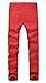 Men's Red Ripped Skinny Distressed Destroyed Straight Fit Jeans Pants with Holes