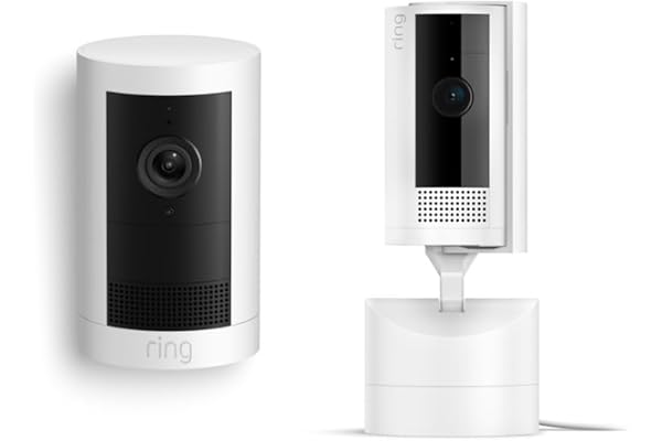 Outdoor Cam Plus Battery, White with Ring Pan-Tilt Indoor Cam, White