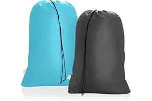 OTraki 2 Pack XL Travel Laundry Bag, Machine Washable Dirty Clothes Organizer, 28 x 45 inch Drawstring Dorm Organizer Bag, La