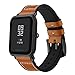 Kartice Compatible with Amazfit Bip Band, Hybrid Rubber Leather Replacement Bands Buckle Strap Wrist Band for Amazfit Bip Smartwatch (Brown/Black)