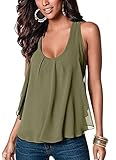Merryfun Women's Casual Sleeveless Chiffon Tank Top Vest Shirt