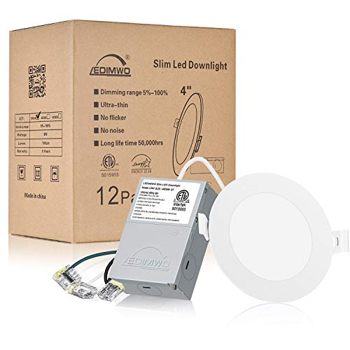 Ledimwo LED Canless Recessed Lighting 4 Inch 12 Pack No Flicker with
