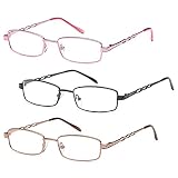 Gamma Ray Men's Reading Glasses - 3 Pairs Stainless Steel Flex Readers for Men