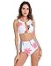 bmjlsport BMJL Women's Sexy Front Zip Palm Tree Print Bikini Swimsuit High Waisted Bathing Suits Swimwear