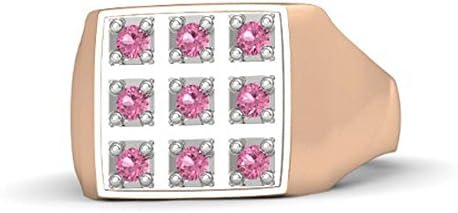 Engagement Wedding Chess Ring For Men's Round Pink Tourmaline 14K Rose Gold Plated (11)