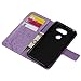 LG V30 Case, LG V30 Plus Case, Light Purple PU Leather Embossed Floral Butterfly Wallet Purse Credit Card Holders Magnetic Flip Folio TPU Soft Bumper Ultra Slim Protective Cover for LG V30