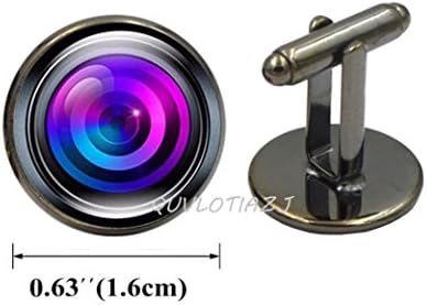 QUVLOTIAZJ Silver Color Cufflinks Camera Lens Cufflinks Jewelry Handmade Art Glass Cuff Links Cuff Links for Women New Gifts,ot381