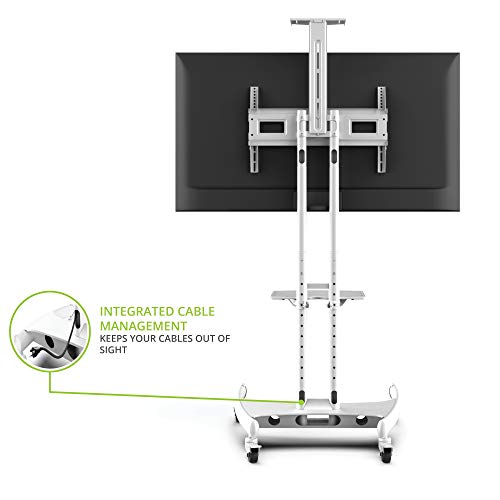 Kanto MTM65PLW Height Adjustable Mobile TV Stand with Adjustable Shelf