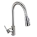 J-1006 Kitchen Bar Sink Brushed Nickel Single-Hole One Handle Pull Out and Down Two Dual Function Water Mode Sprayer Spout Touch On Faucet