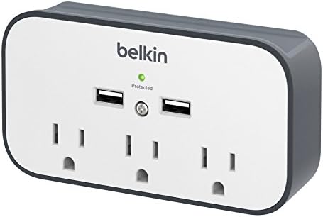 Belkin Wall Mount Surge Protector – 3 AC Multiple Outlet Extender & 2 USB Ports – Flat Rotating Plug Wall Mount Cradle for Home, Office, Travel, Computer Desktop & Charging Brick (530 Joules) Belkin Wall Mount Surge Protector – 3 AC Multiple Outlet Extender & 2 USB Ports – Flat Rotating Plug Wall Mount Cradle for Home, Office, Travel, Computer Desktop & Charging Brick (530 Joules)