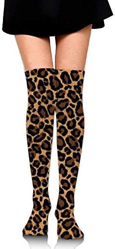 uyruyeue Leopard Skin Training Socks Crew Athletic Socks Long Sport Soccer Socks Soft Knee High Sock Compression Socks for Men Women