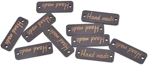 50PCs Wooden Buttons Scrapbooking Brown Rectangle "Handmade" Letter Carved 2 Holes Sewing Accessories 1x3.05cm