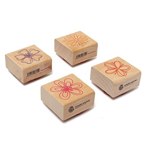 TOOGOO(R) 4pcs DIY Sweet Flowers Set Diary Scrapbook Floral Decoration Wooden Rubber Stamp - Thumbnail 2