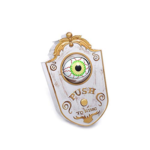 Shan-S Halloween One-Eyed Doorbell Decoration, Scary Ghost's Day Glowing Hanging Piece Whole Door Hanging Doorbell Scary Eyeball Prank Prop Door Knocker with Light & Sound - Thumbnail 2